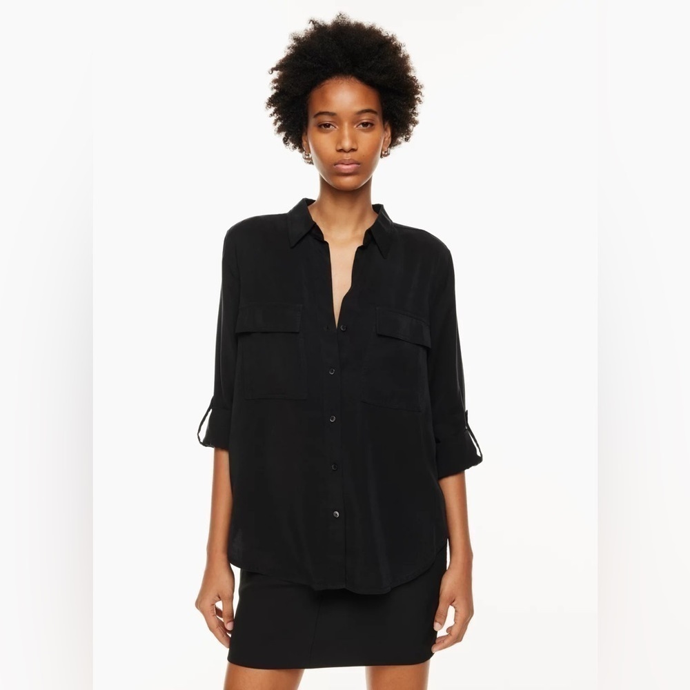 ARITZIA the Group By Babaton Black Lyocell Button Down Shirt